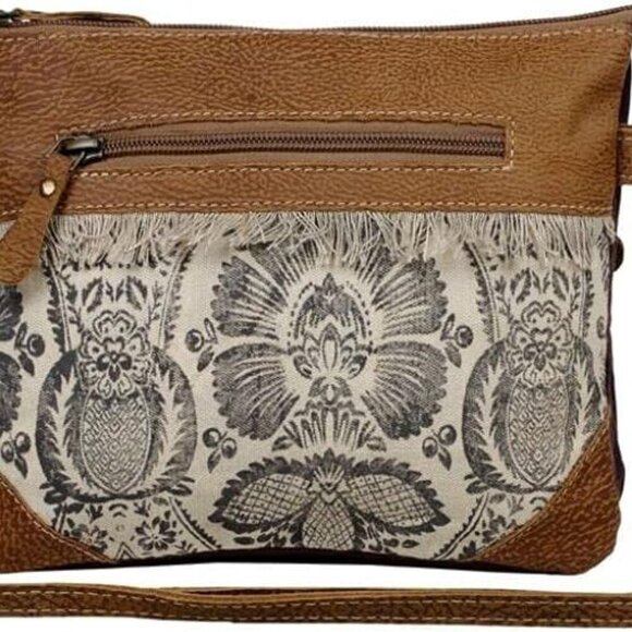 Nifty Small & Cross Body Bag Upcycled Canvas & Leather - Picture 1 of 5